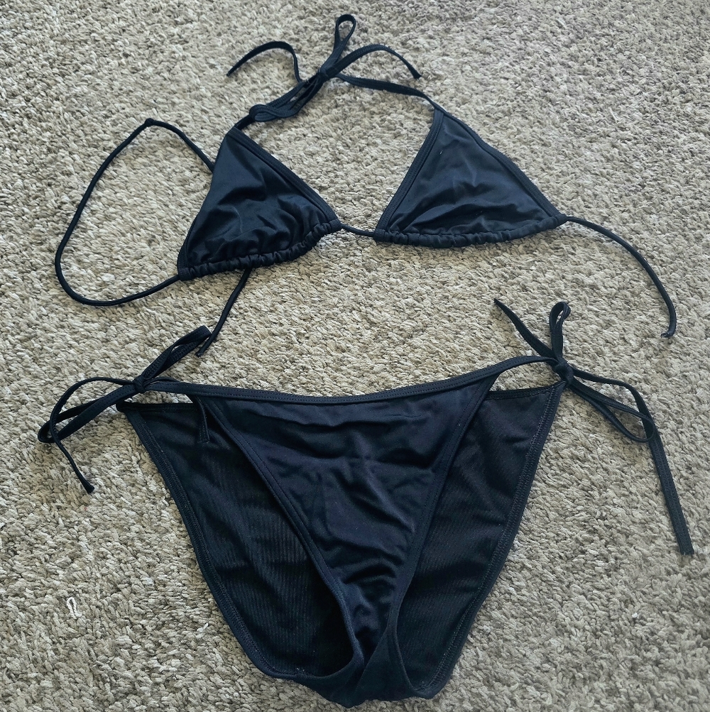 Victorias Secret Black Triangle Bikini Set